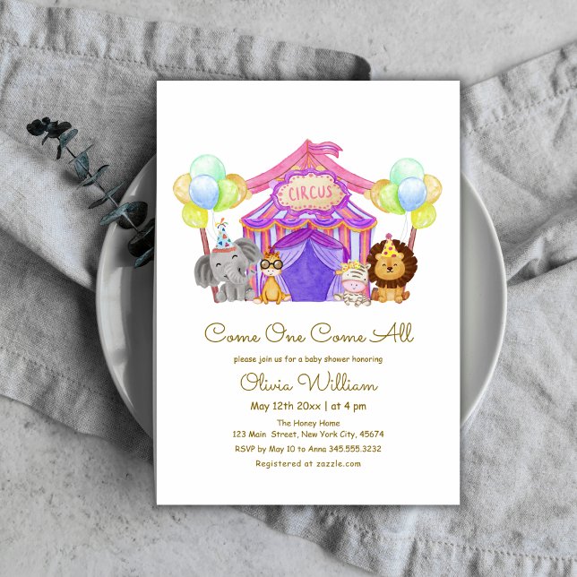 Cute Safari Circus Carnival Balloon Baby Shower Invitation (Cute Safari Circus Carnival Balloon Baby Shower Invitation)