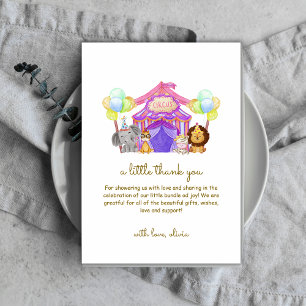 Cute Safari Circus Carnival Balloon Baby Shower Thank You Card