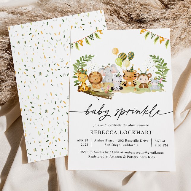 Cute Safari Gender Neutral Baby Sprinkle Invitation (Creator Uploaded)