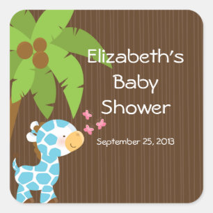 Cute Safari Giraffe Boy Baby Shower Stickers