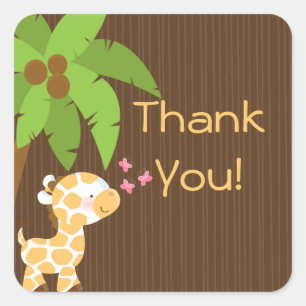 Cute Safari Giraffe Neutral Baby Shower Stickers