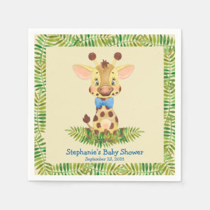 Cute Safari Giraffe Personalised Boy Baby Shower  Napkin