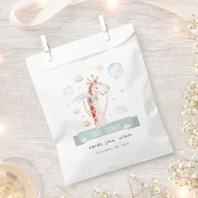 Cute Safari Giraffe Star Cloud Balloon Baby Shower Favour Bags (Clipped)