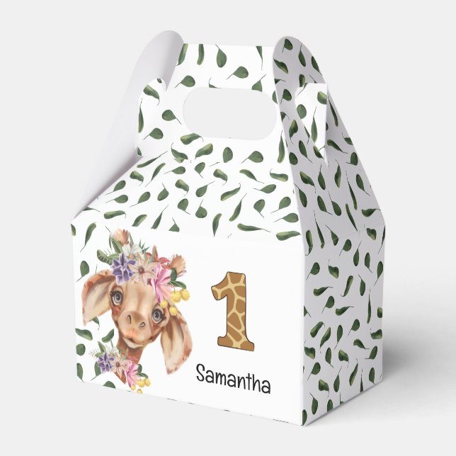 Cute safari giraffe wild animal kids accent pillow favour box (Front Side)