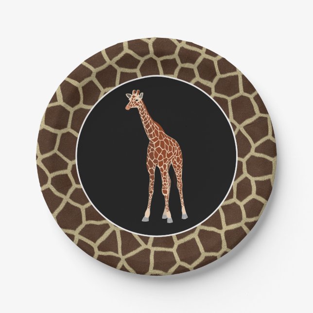 Cute Safari Giraffe Wild Animal Themed Paper Plate (Front)
