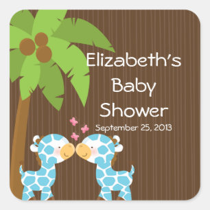 Cute Safari Giraffes Multiple Baby Shower Stickers