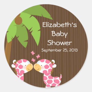 Cute Safari Giraffes Multiple Baby Shower Stickers