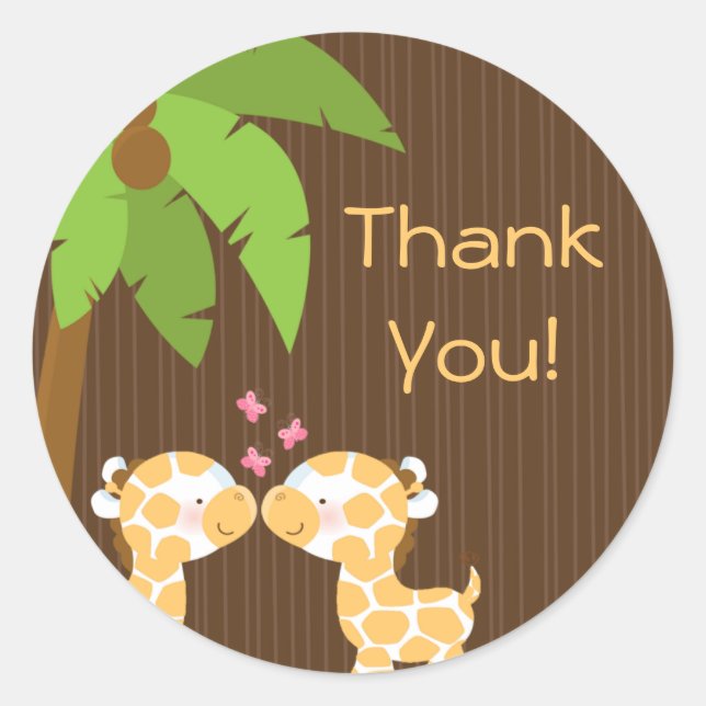Cute Safari Giraffes Multiple Baby Shower Stickers (Front)
