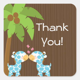 Cute Safari Giraffes Multiple Baby Shower Stickers