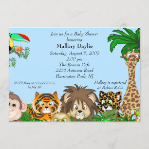 Cute Safari It's A Jungle Boy Baby Shower Invitation