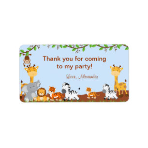 Cute Safari Jungle Animal Birthday Favour Tags