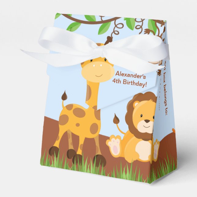 Cute Safari Jungle Animal Boy Tent Favour Box (Front Side)