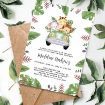 Cute Safari Jungle Animals Baby Shower