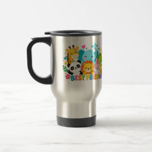Cute Safari Jungle Animals Best Friends Stainless Travel Mug