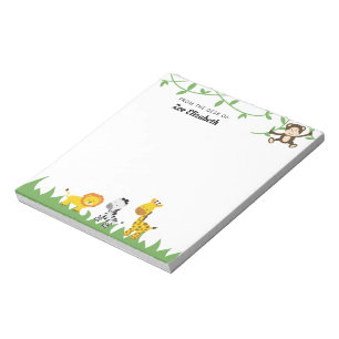 Cute Safari Jungle Animals From the Desk of Custom Notepad
