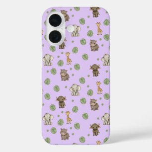 Cute safari Jungle Animals pattern iPhone 16 Case