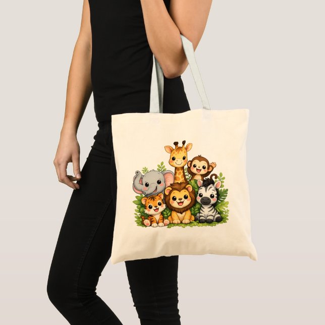 Cute Safari Jungle Animals Tote Bag (Front (Product))