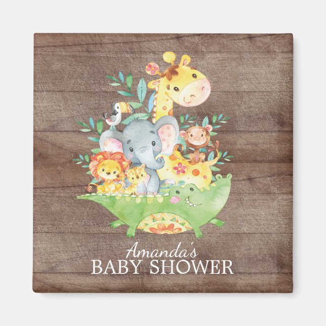 Cute Safari Jungle Baby Shower Favour Magnet (Front)