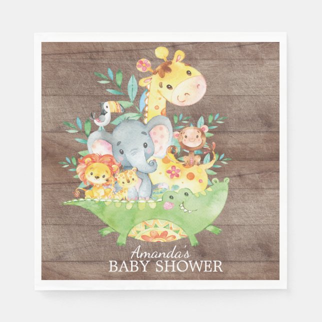 Cute Safari Jungle Baby Shower Paper Napkins (Front)