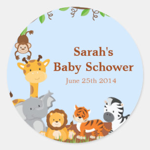 Cute Safari Jungle Baby Shower Stickers
