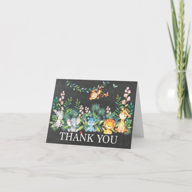 Cute Safari Jungle Baby Shower Thank You Note (Front)