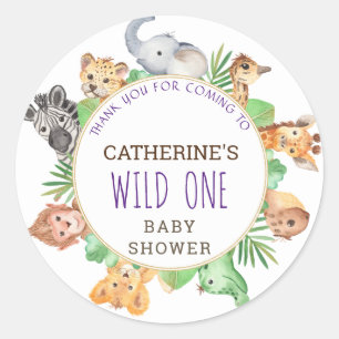 Cute Safari Jungle Boys Baby Shower Classic Round Sticker