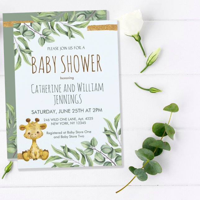 Cute Safari Jungle Lion Eucalyptus Baby Shower  Invitation (Creator Uploaded)