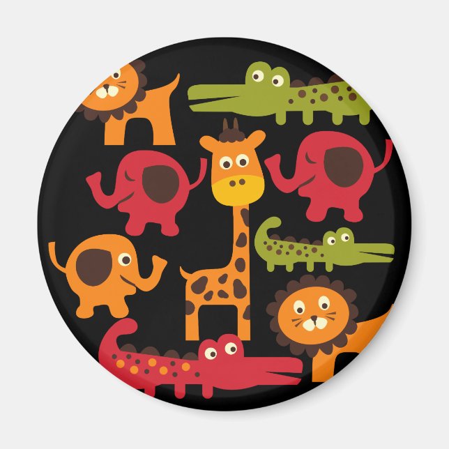 Cute Safari Jungle Zoo Animals Print Gifts Magnet (Front)