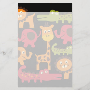 Cute Safari Jungle Zoo Animals Print Gifts Stationery