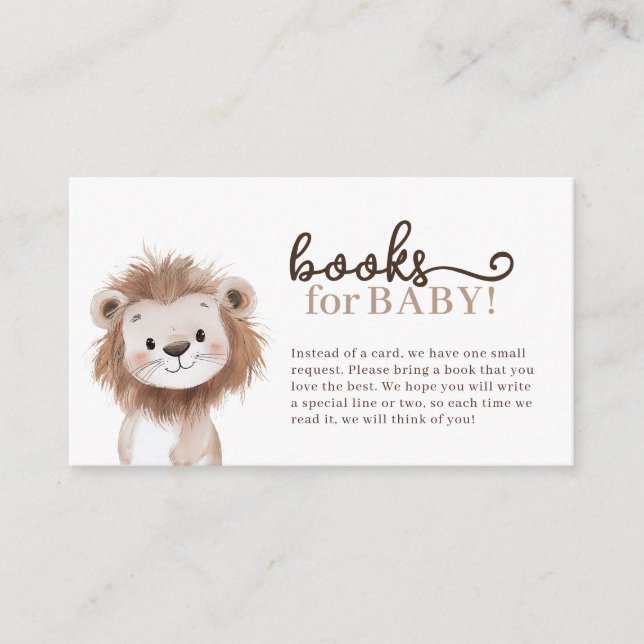  Cute Safari Lion Books For Baby Enclosure Card (Front)