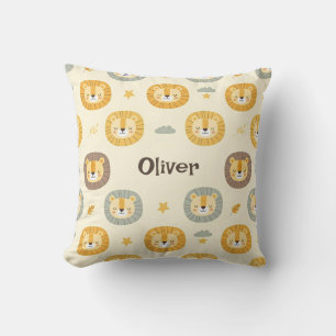 Cute Safari Lion Face Pattern Personalised  Cushion