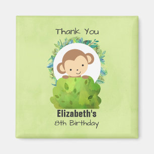 Cute Safari Monkey Birthday Thanks Magnet