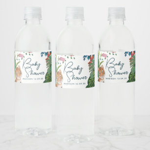 Cute Safari Tiger Jungle New Baby Shower    Water Bottle Label