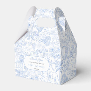 Cute Safari Toile de Jouy Blue Baby Shower Favour Box
