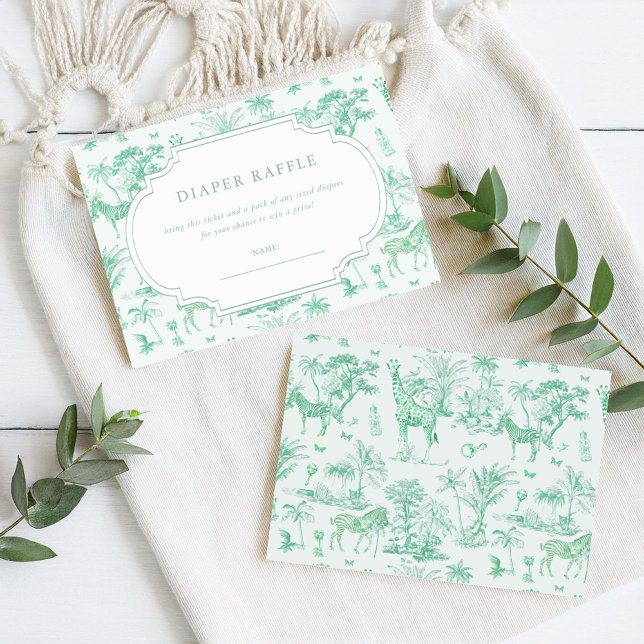 Cute Safari Toile de Jouy | Diaper Raffle Enclosure Card (Creator Uploaded)