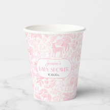 Cute Safari Toile de Jouy Pink Baby Shower