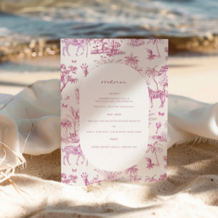 Cute Safari Toile de Jouy Pink Baby Shower Poster