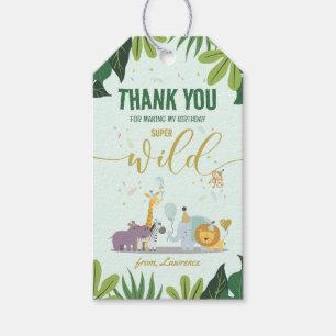 Cute Safari Wild Animals Birthday Party Favour Tag