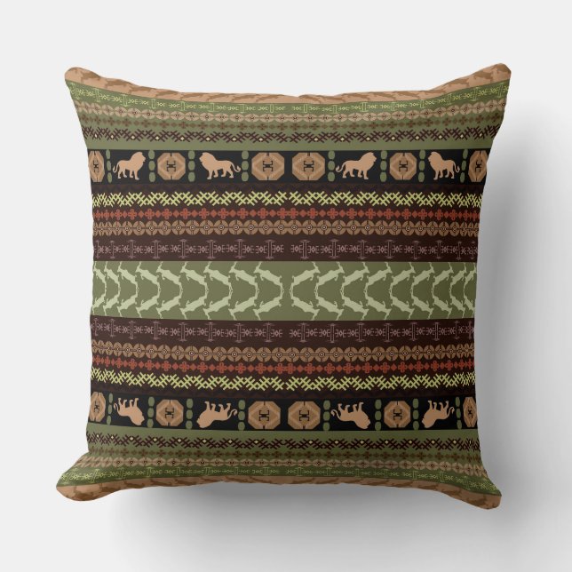 Cute safari wild geometric pattern cushion (Front)