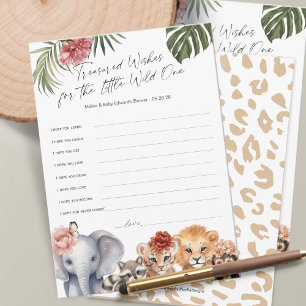 Cute Safari Wild One Baby Girl Wishes Card