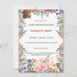cute safari zoo animals jungle watercolor flora invitation