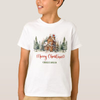 Cute sage green and red gingerbread house forest