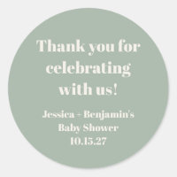 Cute Sage Green Baby Shower Custom Thank You