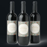 Cute Sage Green Botanical Custom Merry Christmas Wine Label<br><div class="desc">Cute Sage Green Botanical Custom 2 Photo Merry Christmas Wine Label</div>