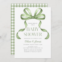 Cute sage green Bow Gingham Baby Shower