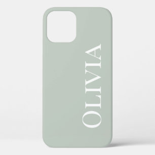 Cute Sage Green Modern Personalised iPhone 12 Pro Case