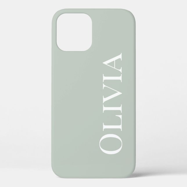 Cute Sage Green Modern Personalised Case-Mate iPhone Case (Back)