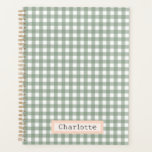 Cute Sage Green Plaid Personalised  Planner<br><div class="desc">Sage Green Plaid Personalised</div>