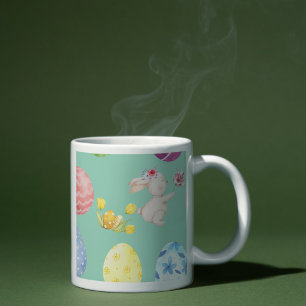 Cute Sage Green Watercolor Easter Bunny Coffee Mug