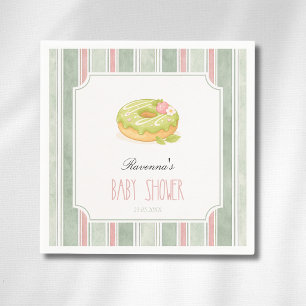 Cute Sage Stripe Matcha Doughnut For Girl Baby Sho Napkin